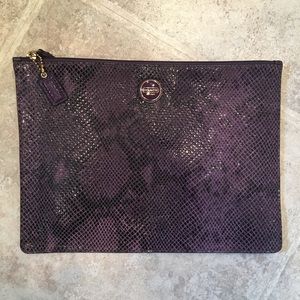 Coach 11.5" x 8.5" Purple Faux Snakeskin Clutch